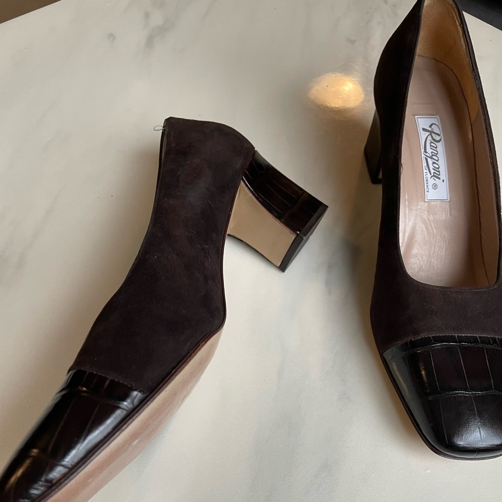 Rangoni brown block heel pumps